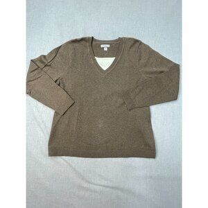 Croft & Barrow Women's XL Brown Knit V-Neck Long Sleeve Sweater USED